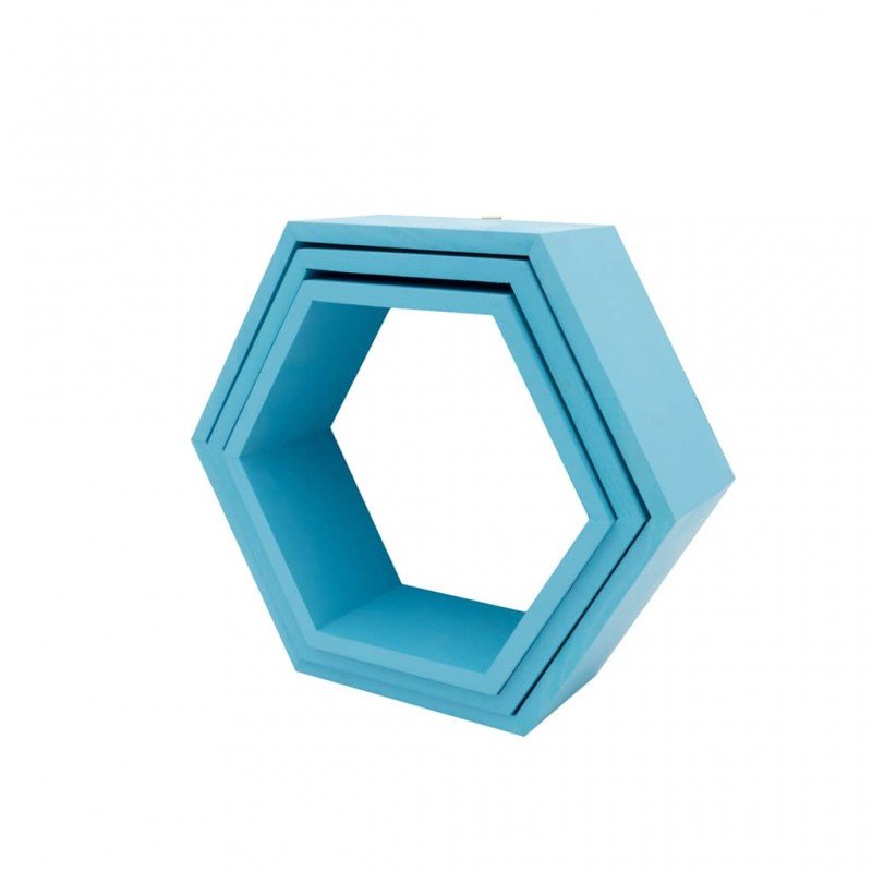 šesť uholník hexagon modrý bez dna