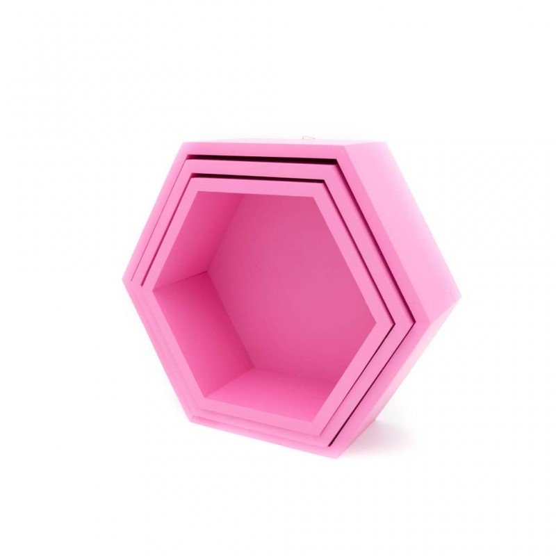 hexagon polica šesť uholník ružová dno