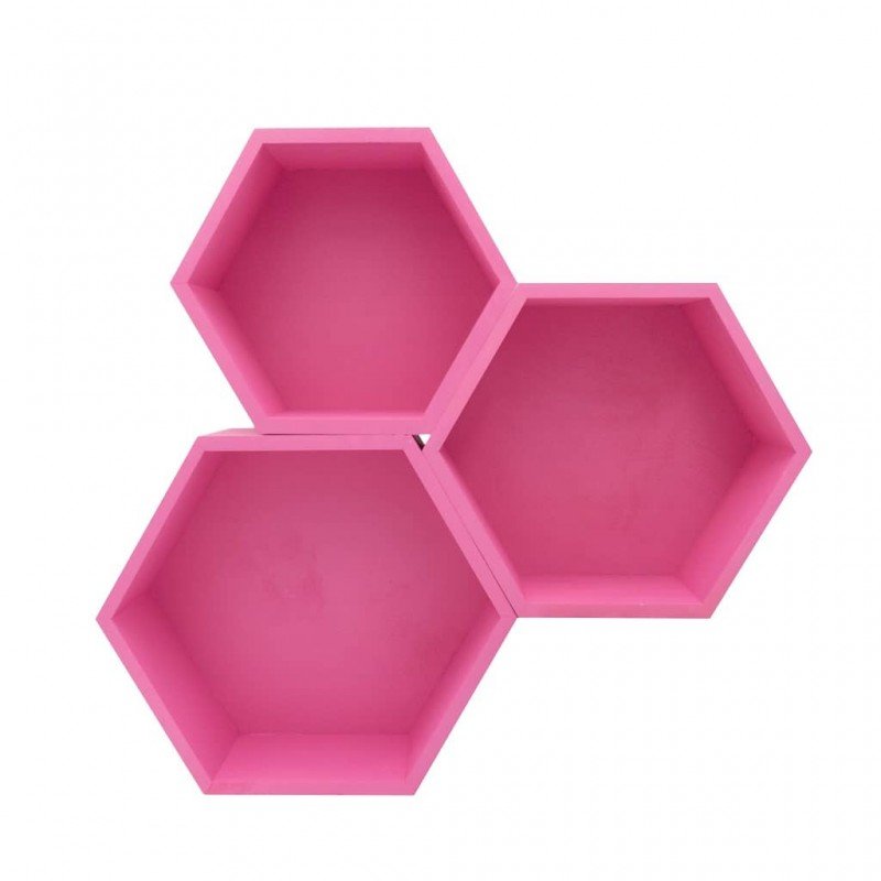 hexagon polica šesť uholník ružová dno