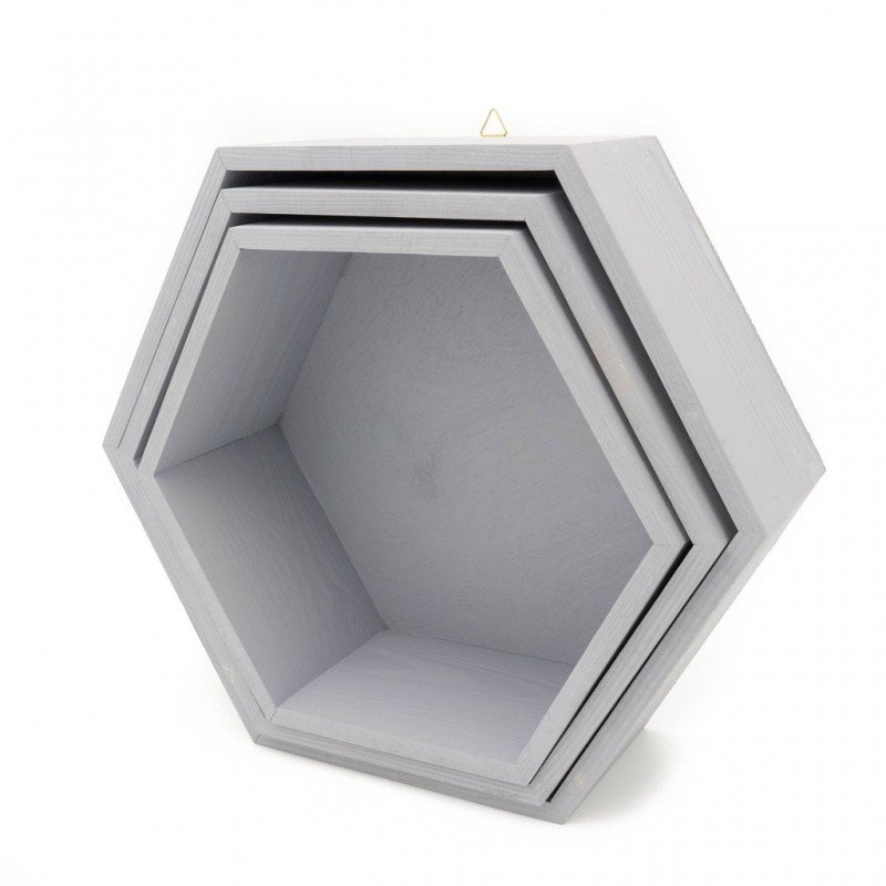 hexagon polica šesť uholník sivá dno