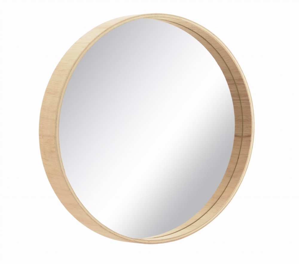 Škandinávske okrúhle drevené zrkadlo 50 cm prírodné