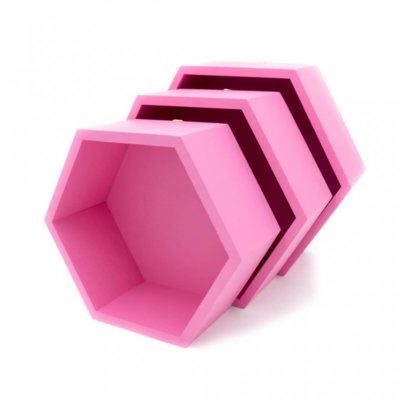 hexagon polica šesť uholník ružová dno