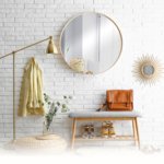Škandinávske okrúhle drevené zrkadlo 50 cm prírodné